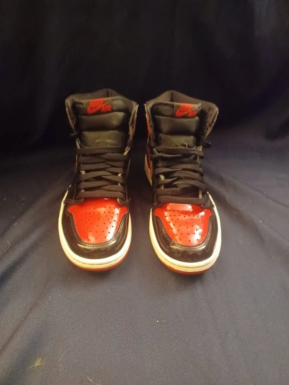 Nike Air Jordan 1 Retro High OG Bred Patent Leather Black Red Size 8